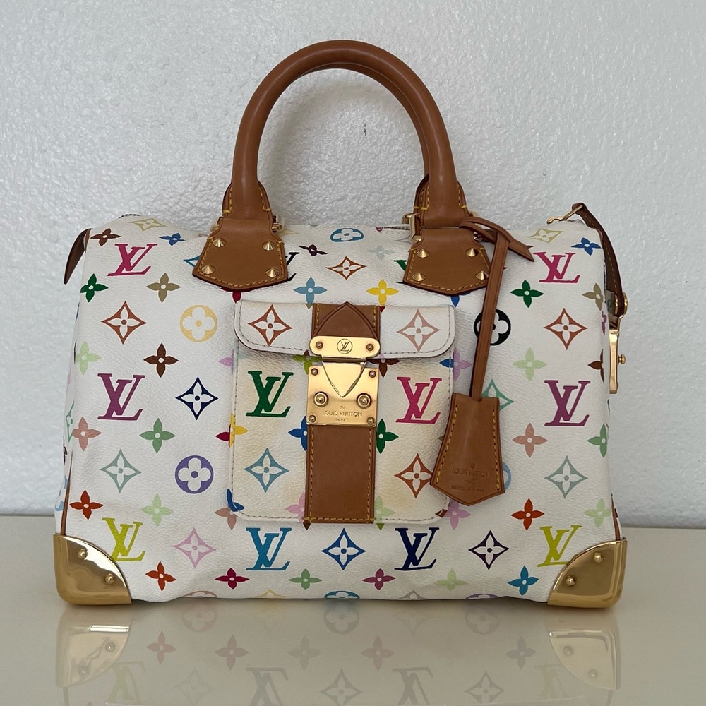Louis Vuitton Takashi Murakami Monogram Multicolore Speedy 30 White